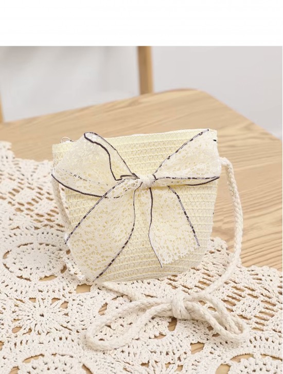 Crochet Mini Bag W/ Lace Ribbon